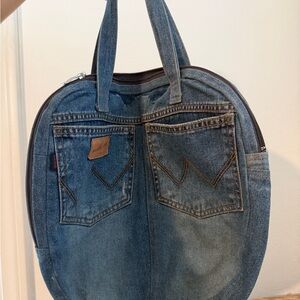 Denim Round Tote Bag - Blue Jeans Style